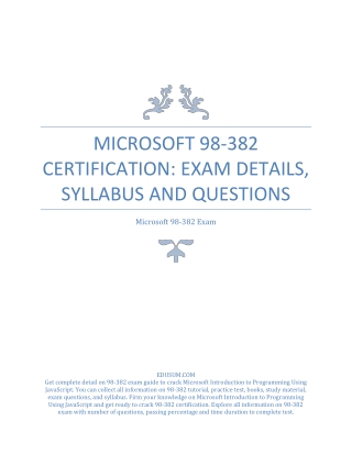 Microsoft 98-382 Certification: Exam Details, Syllabus and Questions