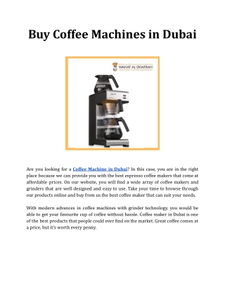 Buy Coffee Machines in Dubai