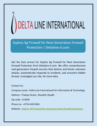 Sophos Xg Firewall for Next Generation Firewall Protection | Deltaline-it.com