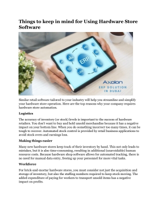 Things to keep in mind for Using Hardware Store Software