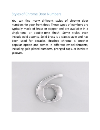 Great Styles of Chrome Door Numbers for Front Doors