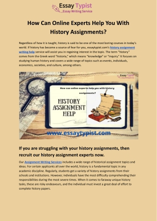 How Can Online Experts Help You With History Assignments