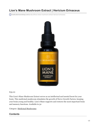 Lion’s Mane Mushroom Extract