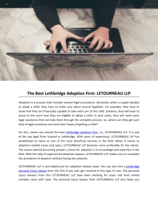 The Best Lethbridge Adoption Firm: LETOURNEAU LLP