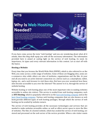 Why Is Web Hosting Needed?