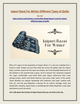 Jaipuri Razai For Winter-Different Types of Quilts