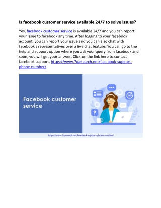 Is facebook customer service available 24/7 to solve issues?