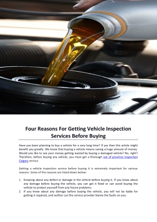 Four Reasons For Getting Vehicle Inspection Services Before Buying