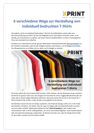 6 verschiedene Wege zur Herstellung von individuell bedruckten T-Shirts