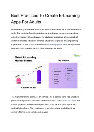 Best Practices To Create E-Learning Apps For Adults