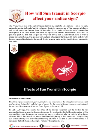 How will Sun transit in Scorpio affect your zodiac sign
