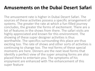 Amusements on the Dubai Desert Safari