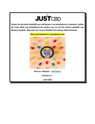 Blick auf Cbd Blumen justcbdstore.de