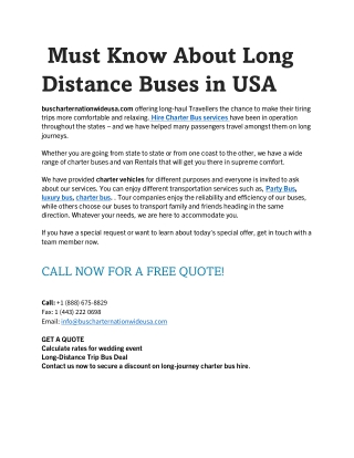 Must know about long Distance Buses in USA