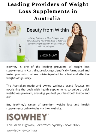 Leading Providers of Weight Loss Supplements in Australia