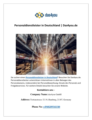 Personaldienstleister in Deutschland | Das4you.de