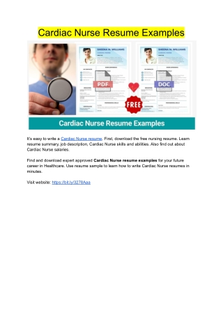 Cardiac Nurse Resume Examples