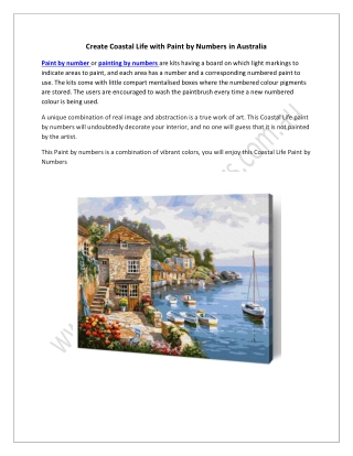 Create Paint by Numbers Australia