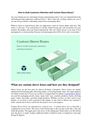How to Grab Customers Attention with Custom Sleeve Boxes