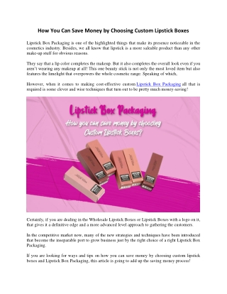 How you can save money by choosing Custom Lipstick Boxes