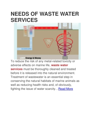NEEDS OF WASTE WATER SERVICES
