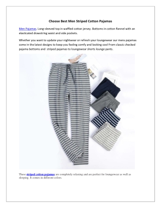 Choose Best Men Striped Cotton Pajamas
