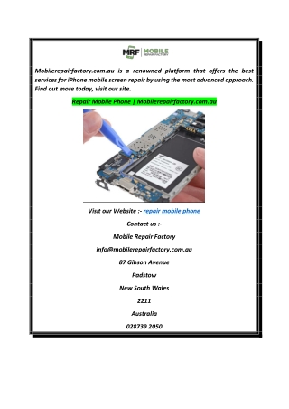 Repair Mobile Phone  Mobilerepairfactory.com.au