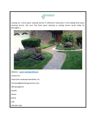 Paver Cleaning Elmhurst  Grassroots Landscape Specialties