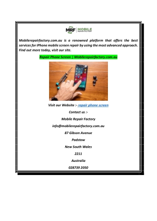 Repair Phone Screen  Mobilerepairfactory.com.au
