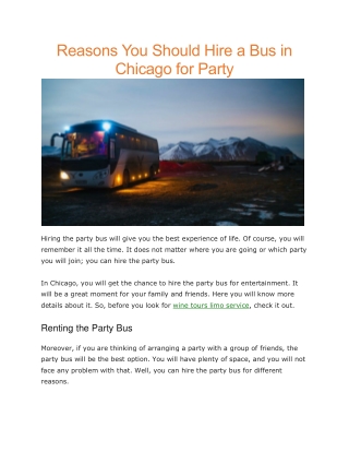 Wine tours limo service