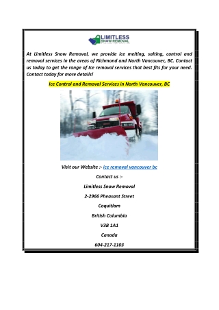 Ice Control and Removal Services in North Vancouver, BC