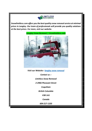 Langley Snow Removal  Snowlimitless.com