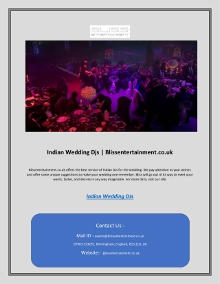 Indian Wedding Djs | Blissentertainment.co.uk