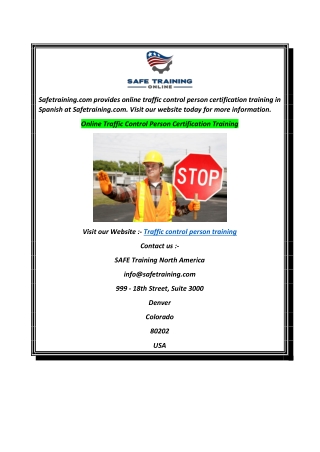 Online Traffic Control Person Certification Training