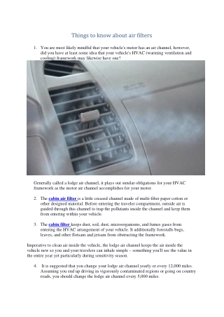 Things to know about air filters