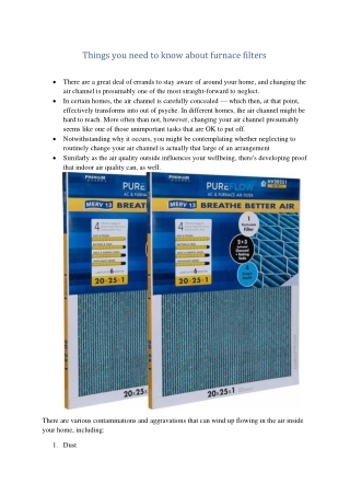 Things you need to know about furnace filters