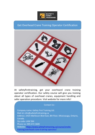 Get Overhead Crane Training Operator Certification