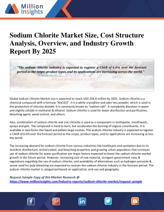 Sodium Chlorite Market to Garner Exceptional Proceeds Till 2025