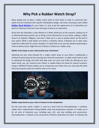 Why Pick a Rubber Watch Strap