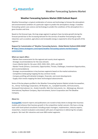 Weather Forecasting Systems Market Forecasts to 2028