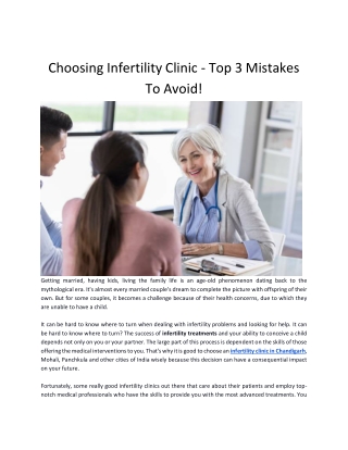 Choosing Infertility Clinic - Top 3 Mistakes To Avoid!