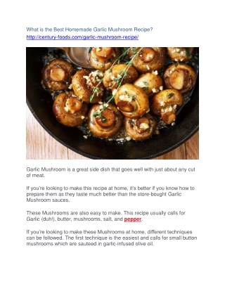 What is the Best Homemade Garlic Mushroom Recipe