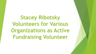 Stacey Ribotsky Volunteers for Various Organizations as Active Fundraising Volunteer