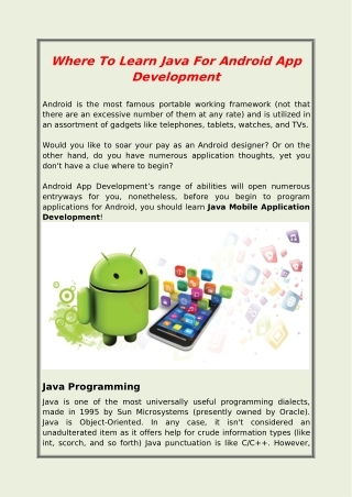 Where To Learn Java For Android App Development