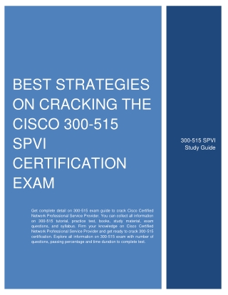 Best Strategies on Cracking the Cisco 300-515 SPVI Certification Exam