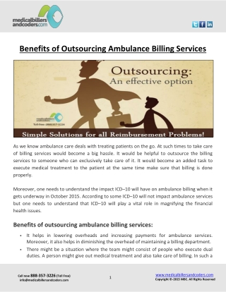 Benefits of Outsourcing Ambulance Billing Services