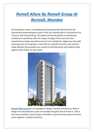 Romell Allure By Romell Group At Borivali, Mumbai