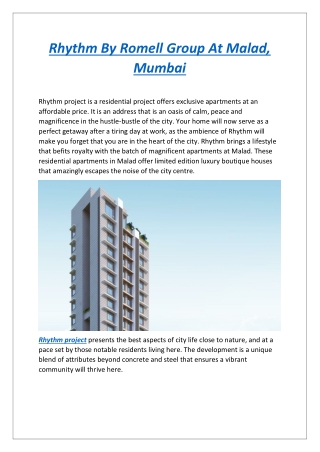 Rhythm By Romell Group At Malad, Mumbai - Dwello
