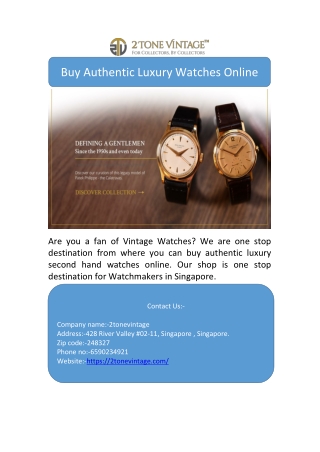 Buy Authentic Luxury Watches Online