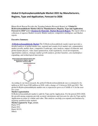 Global O-Hydroxybenzaldehyde Market 2021 by Manufacturers, Regions, Type and Application, Forecast to 2026-converted